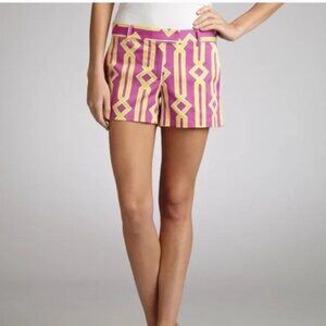 Julie Brown Shorts Purple Yellow Geo Print low rise size 6